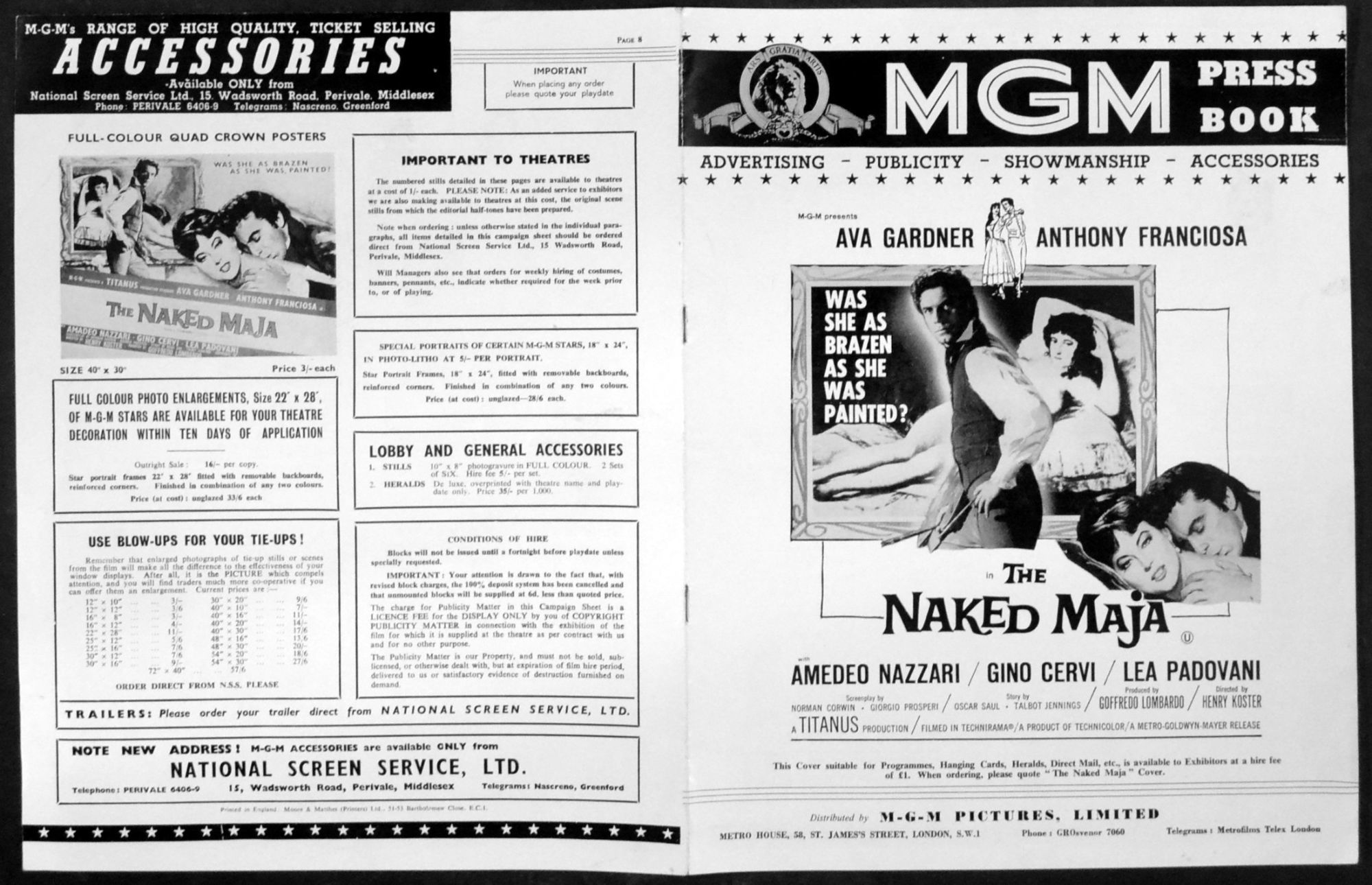 Naked Maja Ava Gardner Francisco Jose De Goya Uk Pressbook On