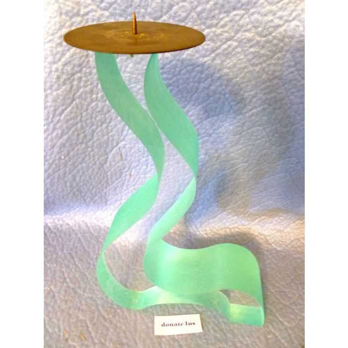 SIGNED DATED CEC LEPAGE MODERN ABSTRACT LUCITE CANDLESTICK