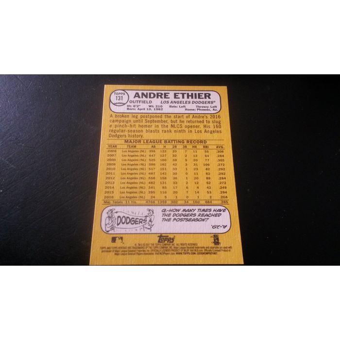 2017 Topps Heritage #131 Andre Ethier Los Angeles Dodgers Baseball Card 2017 Topps Heritage #131 Andre Ethier Los Angeles Dodgers Baseball Card