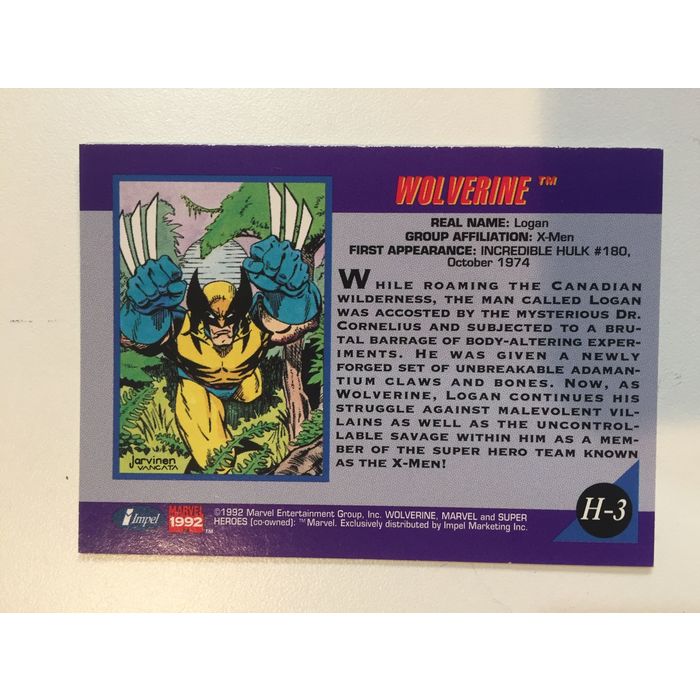 holographic wolverine card 1994 Fleer Marvel Universe 3D HOLOGRAM Wolverine Chase Card #2