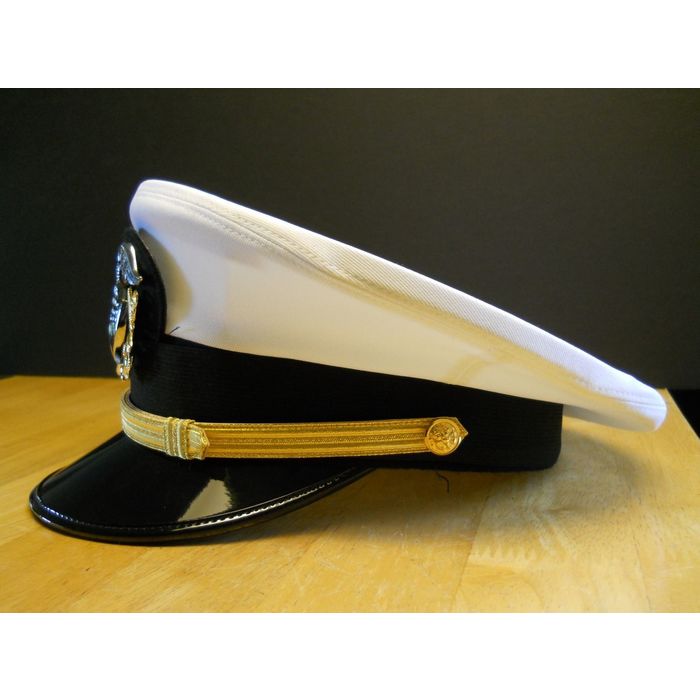 US NAVY LINE OFFICER WHITE CURRENT UNIFORM VISOR HAT AUTHENTIC NEW ALL SIZES