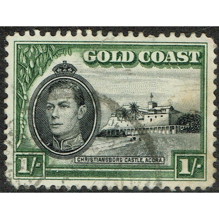 Gold Coast 1938 Definitive Issue 1/- Black and Olive Green SG128 FU on ...