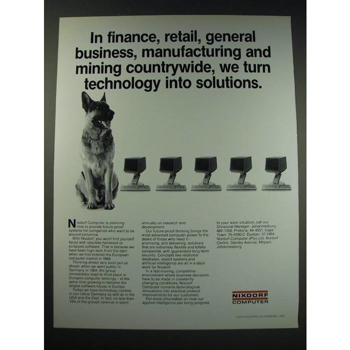 1987 Nixdorf Computer Ad - In finance, retail, general business ...
