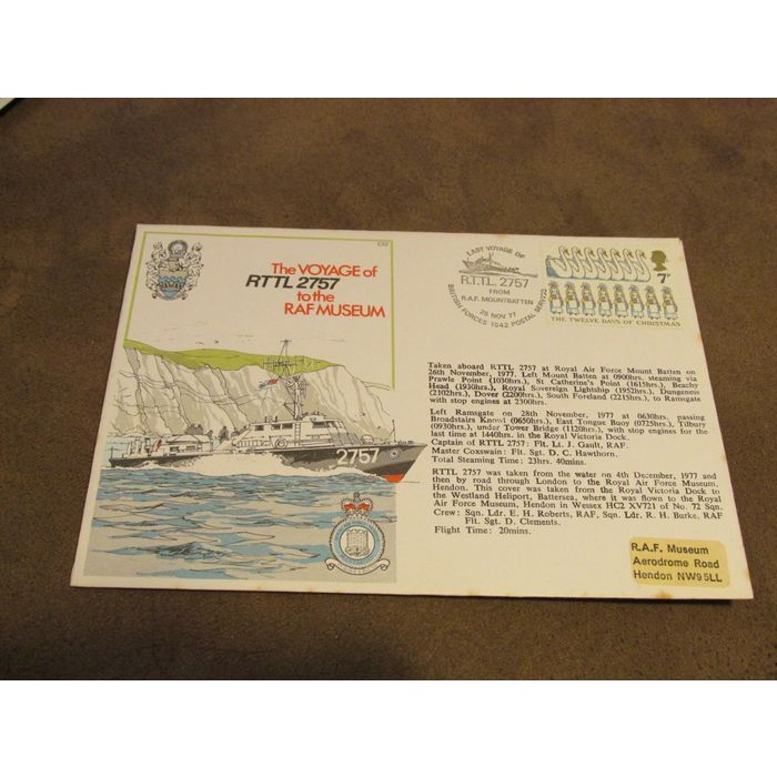 1977 GB Event Cover -RTTL 2557 Vessel journey to RAF Museum Hendon on ...