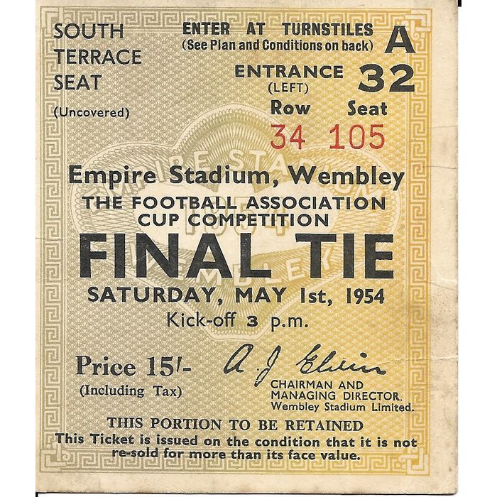 Preston North End V West Bromwich Albion 1954 Fa Cup Final Football Ticket On Ebid United Kingdom 177754286