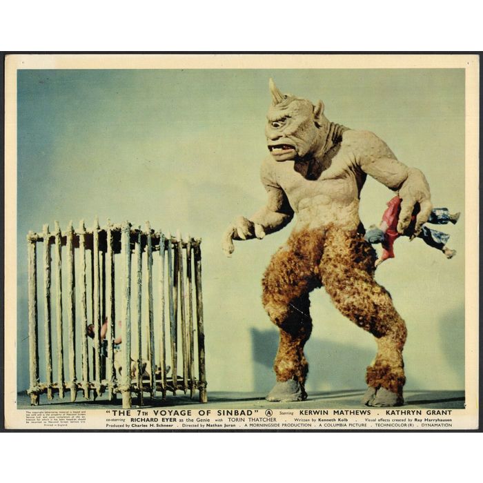 7TH VOYAGE OF SINBAD 1958 RAY HARRYHAUSEN Cyclops Roc 3 10x8