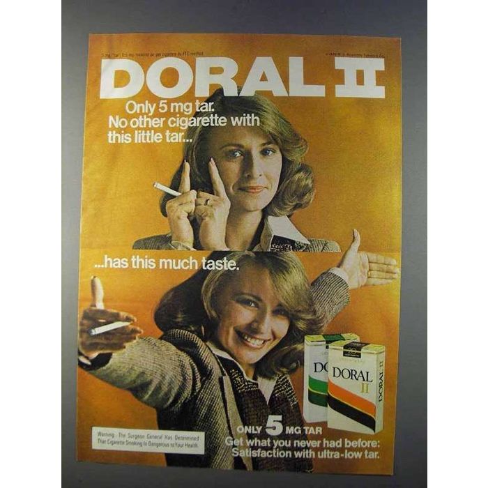 doral tobacco VINTAGE CIGARETTES STORE COUNTER DISPLAY BOX 1994 R J Reynolds 1980 Doral II Cigarettes Ad