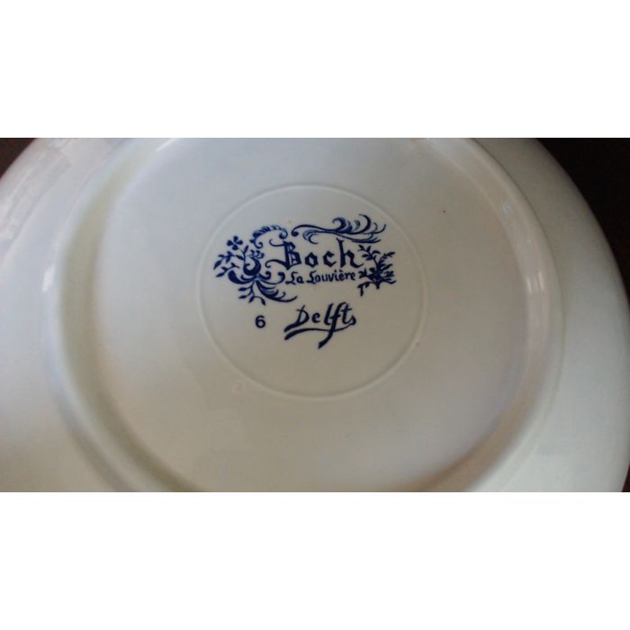 Vintage Boch Freres Delft Blue La Louviere Decorative Belgium 9-1
