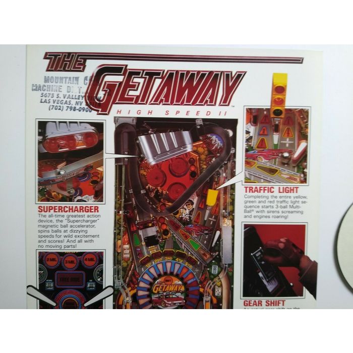 Williams The Getaway High Speed 2 Pinball Coaster Promo Plastic Original NOS Williams The Getaway High Speed 2 Pinball Coaster Promo Plastic Original NOS