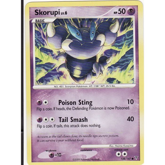 skorupi pokemon card foil holograph 2018 Darkness Rarity Pokemon Platinum Supreme Victors 128/147
