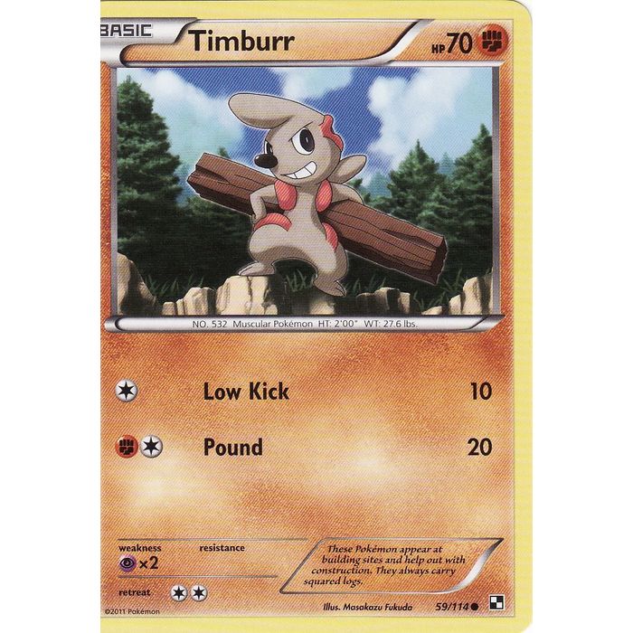timburr pokemon card value SV11B] 050/086CMonster Ball Reverse Holo Colorless Retreat Cost Pokemon Black & White 59/114