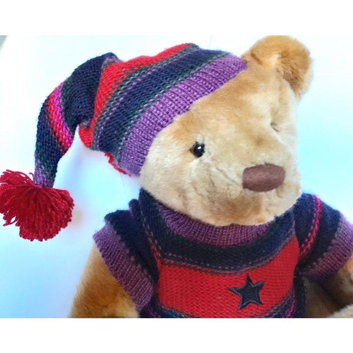 THOMAS * CUDDLY HARRODS BEAR 2004 - with Xmas Jumper - 37 cm