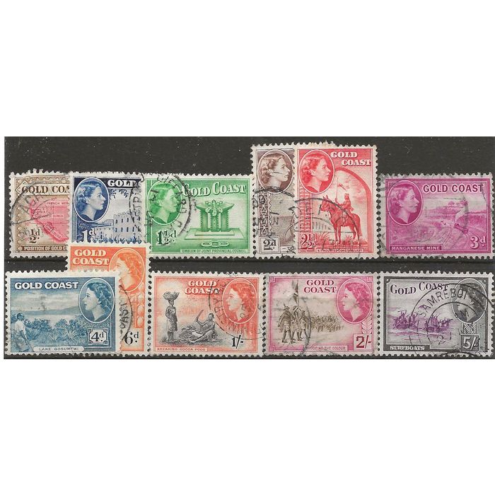 Gold Coast 1952-54 Pictorial Definitive Set to 5/- SG153-163 Fine Used ...