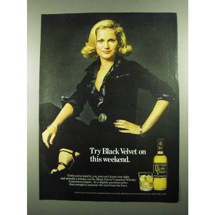 1976 Black Velvet Canadian Whisky Ad Try This Weekend On Ebid Canada 159243932 Saw this old black velvet ad at a whiskey bar. ebid