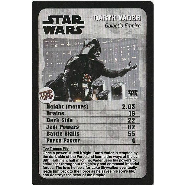 Best Cards For Darth Vader Battlefront 2 DARTH VADER Star Wars Top Trumps Card Game Card by Disney Brand New on