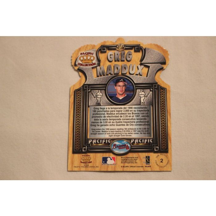 Greg Maddux 1998 Pacific Collection GOLD CROWN DIE CUT NO. 2 on