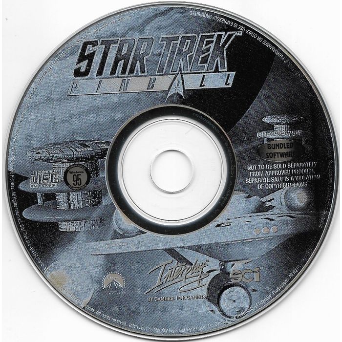 PC Software CD ROM Game Star Trek Pinball Widows 95 98 DOS CD No