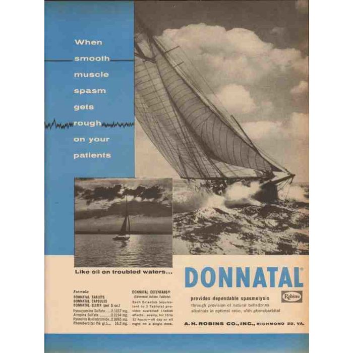 a h robins company 1959 donnatal muscle spasm medical vintage ad on ...