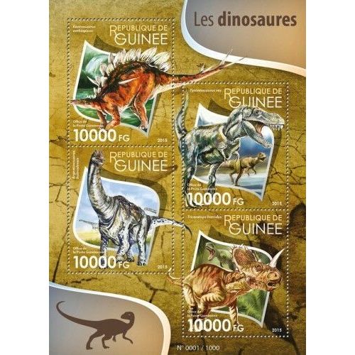Guinée – Feuille Miniature Dinosaures 2017 – Timbres Neufs MNH – Collection Philatélie – Prophila