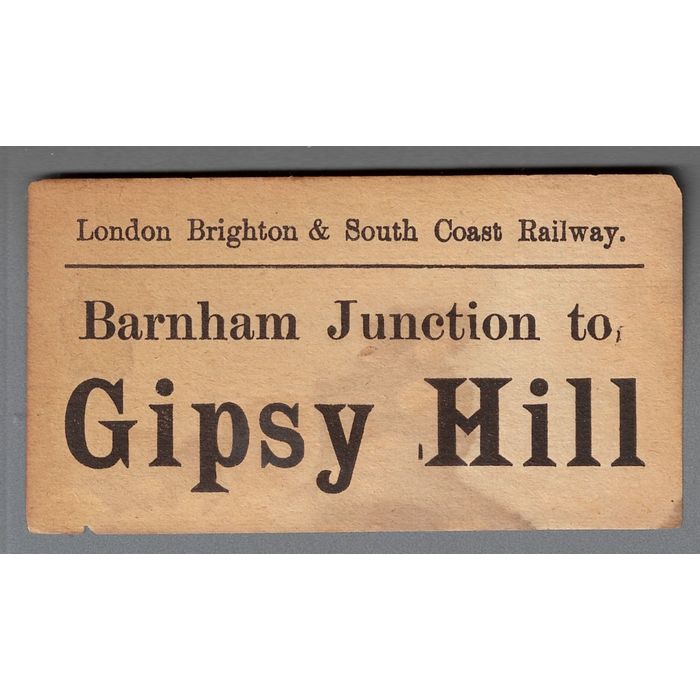LONDON BRIGHTON & SOUTH COAST RAILWAY LUGGAGE LABEL -BARNHAM JUNCTION ...