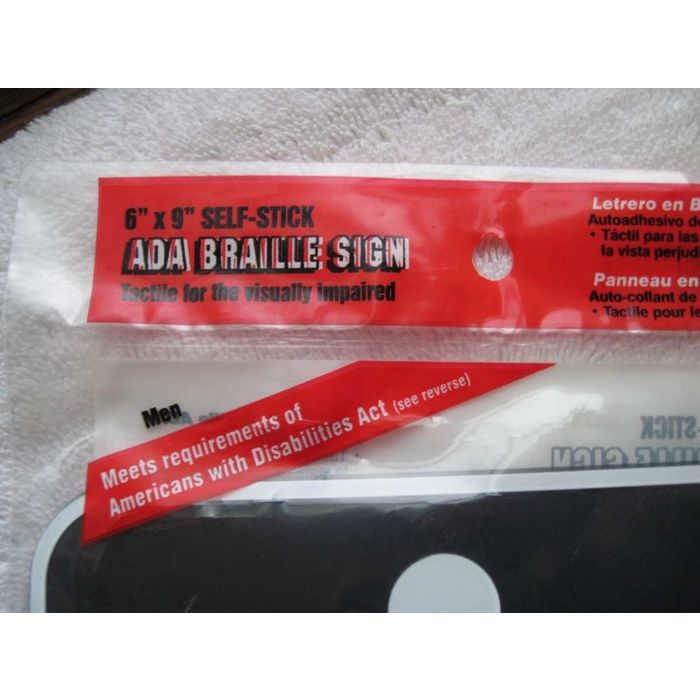 Hillman ADA Braille-Schild Selbstklebend – Schwarz/weiß, 15,2x22,9 Cm, Kunststoff
