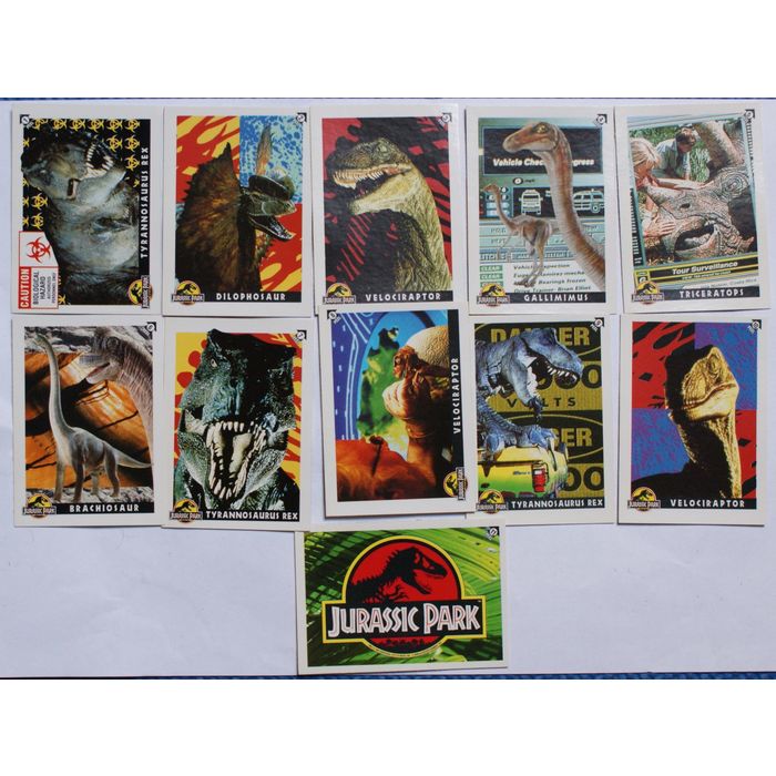 Jurassic Park chase Sticker Puzzle trading Card complete set (A