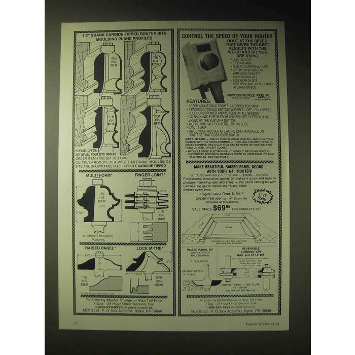 1989 MLCS Router Speed Control, Router Bits Ad on eBid United States ...