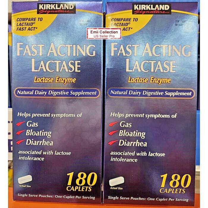 Kirkland Signature Fast Acting Lactase Enzyme Dairy Digestive 180 Caps ...