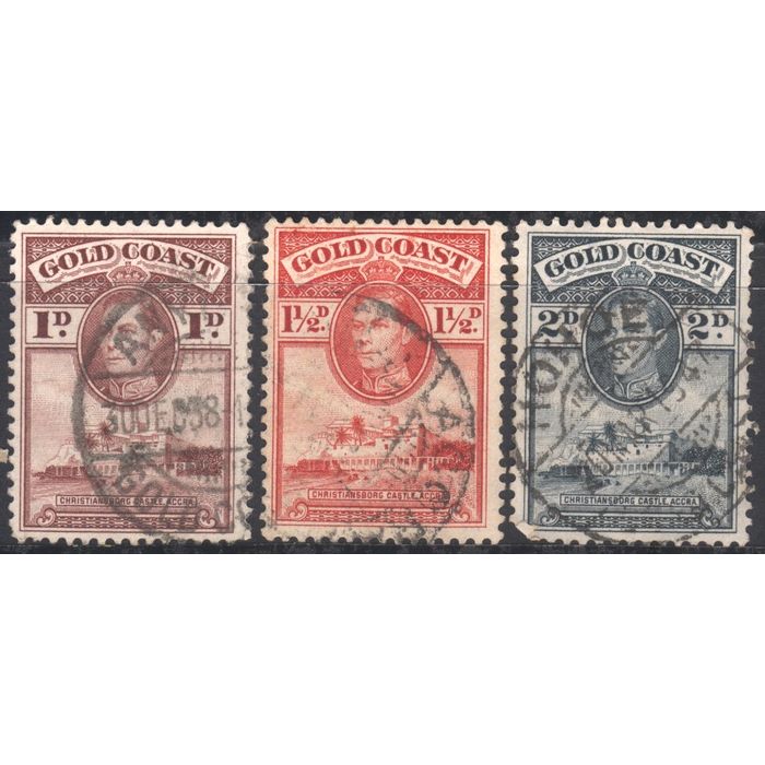 Gold Coast (Ghana) 1938 - KGV1 & Christiansborg Castle, Accra x 3 ...