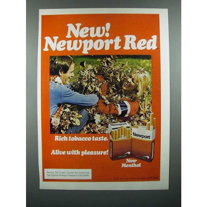 newport cigarettes red Non-Menthol Box 100's 1981 Newport Red Cigarette Ad