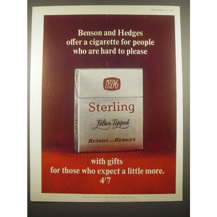 sterling red cigarettes 1966 Benson and Hedges Sterling Filter Tipped Cigarettes Ad on eBid United  States