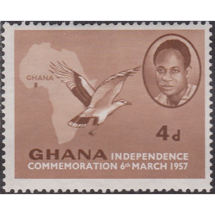 Ghana QEII 1957 Independence 4d Brown Mounted Mint MM SG 168 stamp map ...