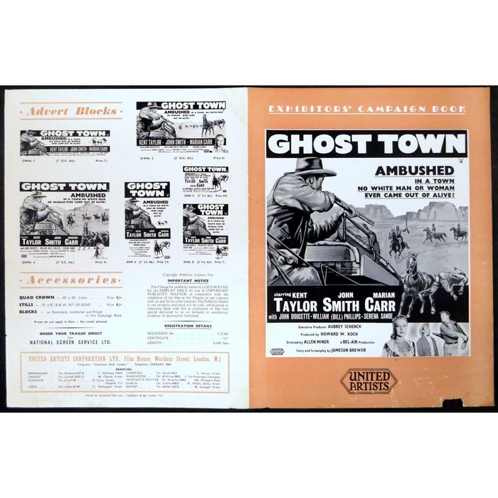 GHOST TOWN 1956 Kent Taylor, John Smith, Marian Carr UK CAMPAIGN BOOK
