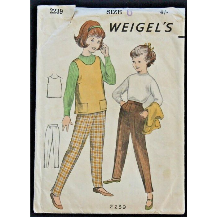 Weigel Patterns Vintage Weigel's Sewing Pattern 2239 For Girl's Slacks & Jerkin - Size ...