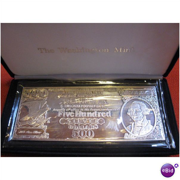 1995 8oz 500 Five Hundred Silver Certificate 999 1995 8oz 500 Five Hundred Silver