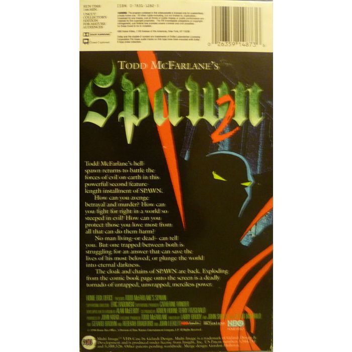 RARE SPAWN 2 LENTICULAR COVER UNCUT COLLECTOR'S EDITION VHS HORROR