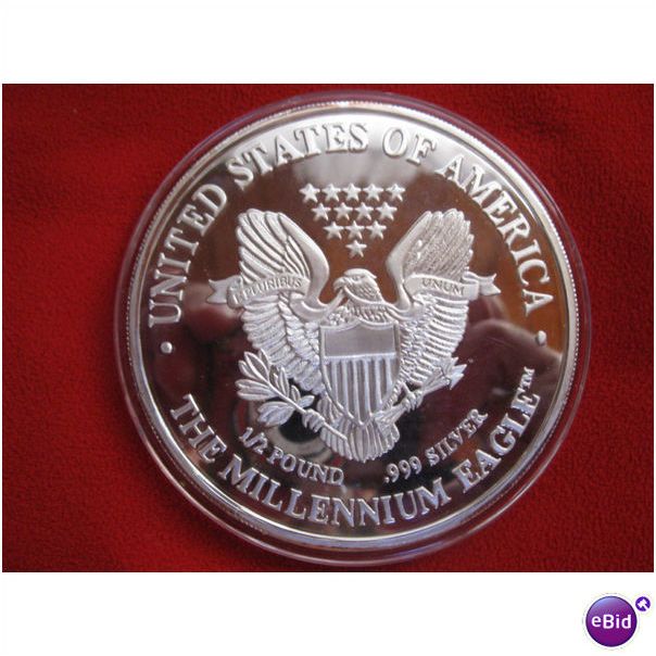 Half Pound 999 Silver Eagle Millennium Commemorative 6 Troy Oz Half Pound 999 Silver Eagle Millennium