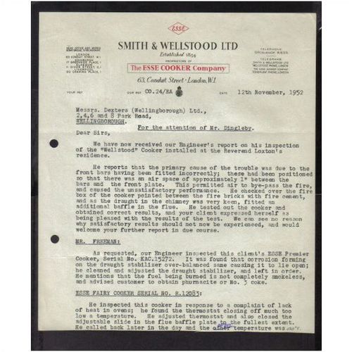 SMITH & WELLSTOOD LTD,"ESSE COOKER CO", CONDUIT ST,LONDON, W1, 12NOV1952