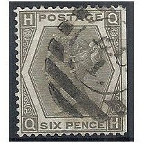 1873 SG125 6d Grey Plate 12 Good/Fine Used "QH"..