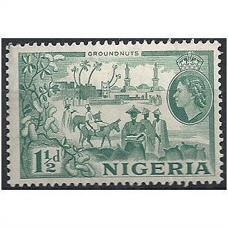 Nigeria 1953 SG71 1 1/2d Blue-Green Mounted Mint . ..