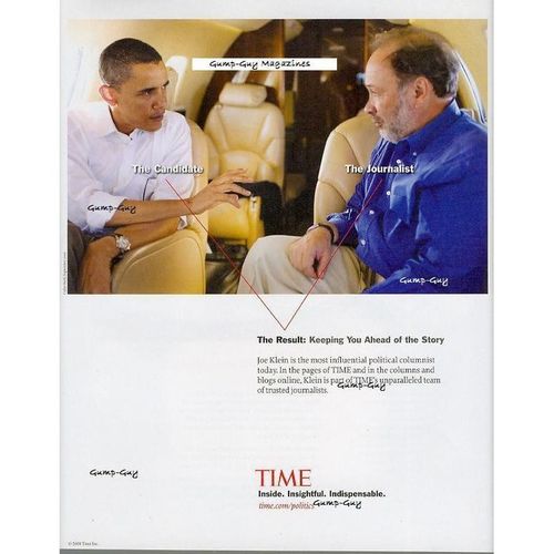 Print Ad Time Magazine Barack Obama Joe Klein Plane Campaign Politics 2008