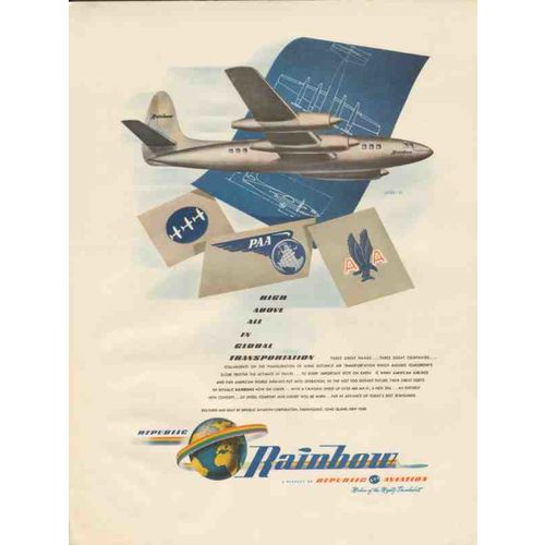 republic aviation corp 1947 rainbow global transportation vintage ad