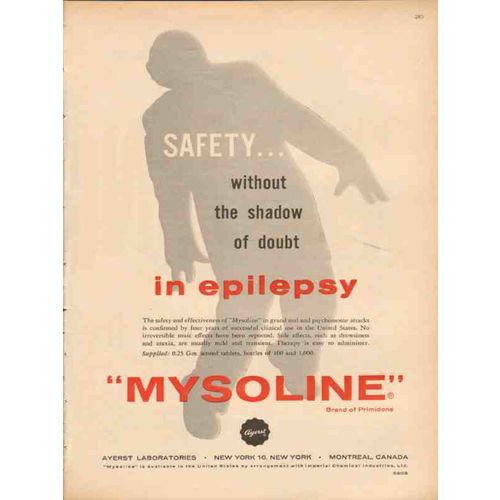 ayerst laboratories 1959 mysoline safety epilepsy medical vintage ad