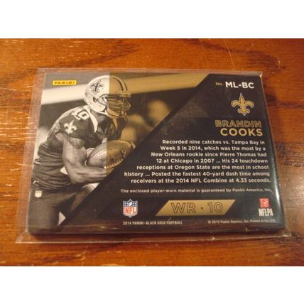 2014 Panini Black Gold, Mother Load, Triple Jersey Patch, BRANDON COOKS RC, #'d