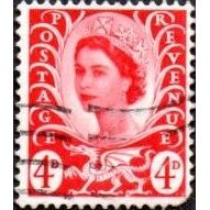 1967-9 Wales Regional Definitives, 4d Value. Vermillion Fine Used