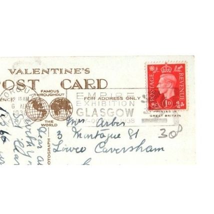 Postcard "Waldon Hill, Torquay (6)" + Empire Exhibition Slogan Postmark 1938