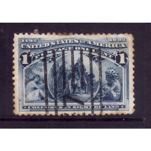 USA 1893 SG 235 1c BLUE COLUMBUS IN SIGHT OF LAND FINE USED #4