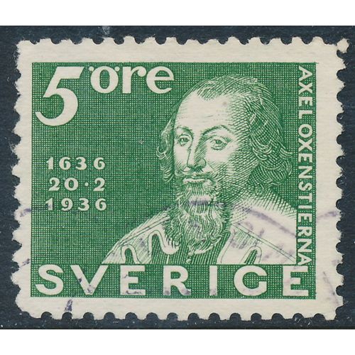 Sweden Facit 246C/Scott 248, 5ö green Postal Service Anniversary, FVF used stamp