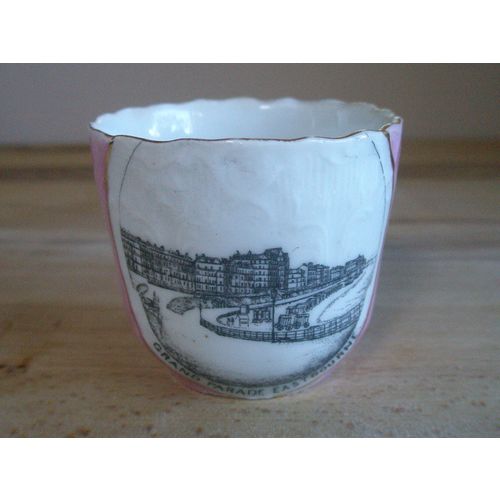 Victorian Tourist Ware Pink & White Cup - Grand Parade Eastbourne