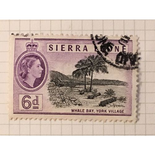 Sierra Leone 1956 6d Black & Violet Used SG 216 stamp Whale Bay York postage